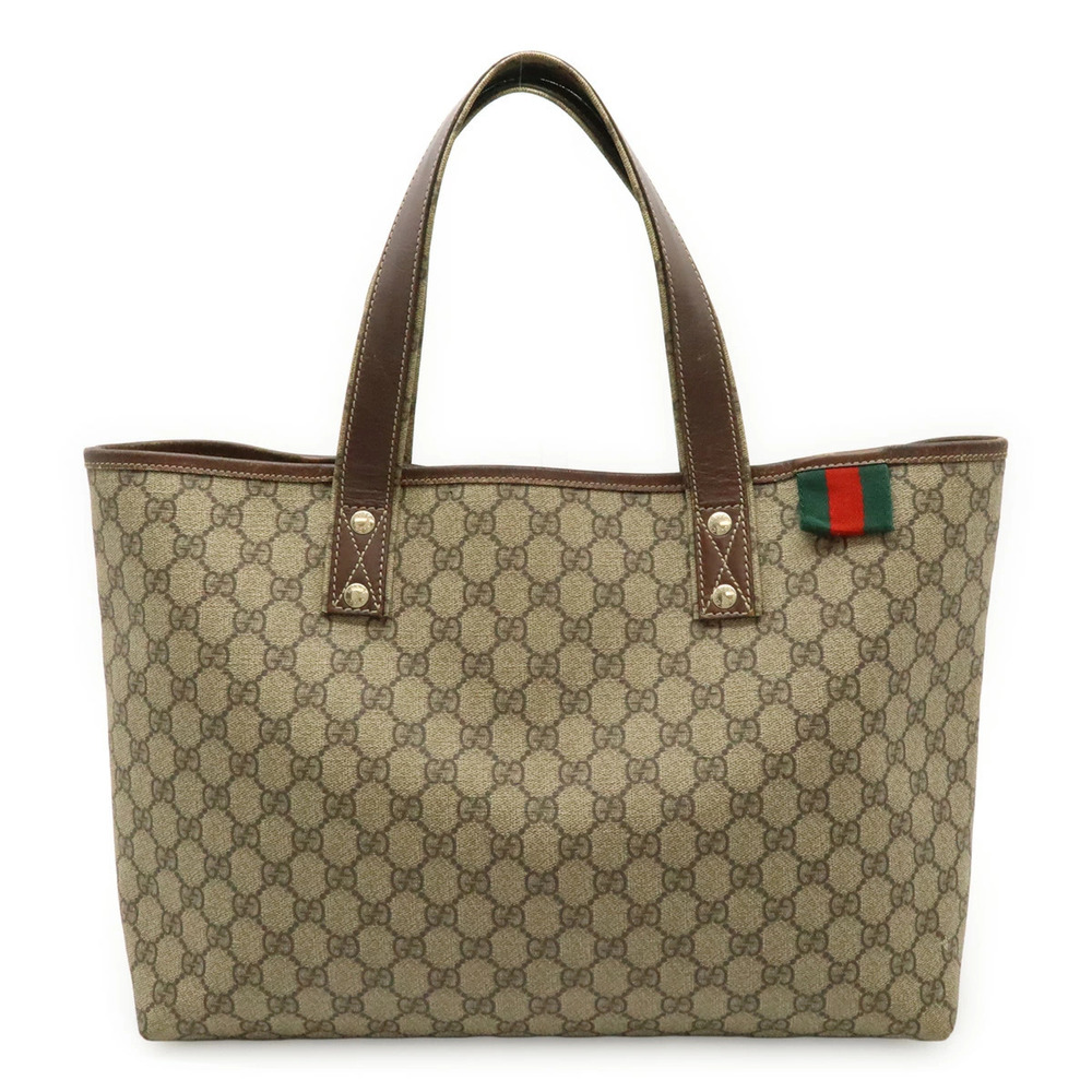 Gucci GG Supreme Sherry Tote Bag Shoulder Leather Beige Cream Brown